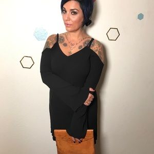 Black cutout shoulder dress